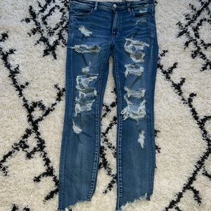 LK NEW 12 AMERICAN EAGLE HI-RISE JEGGING NEXT LEVEL STRETCH X DESTROYED VINTAGE